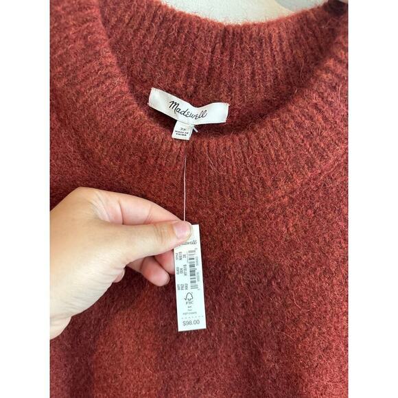 NWT Madewell Plus Cable Havener Pullover Sweater Alpaca Size 3X Heather Auburn - Picture 6 of 9